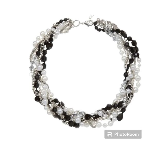 White House Black Market Jewelry - White House Black Market black and silver faux pearl strand necklace NWOT
